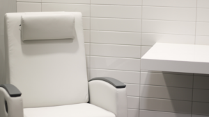 chair and counter located in private health room