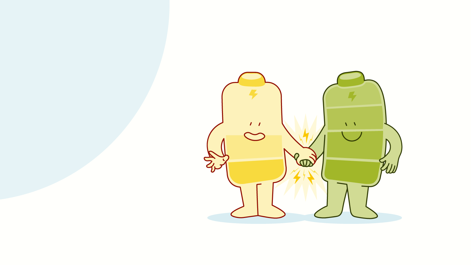 illustration of two batteries holding hands