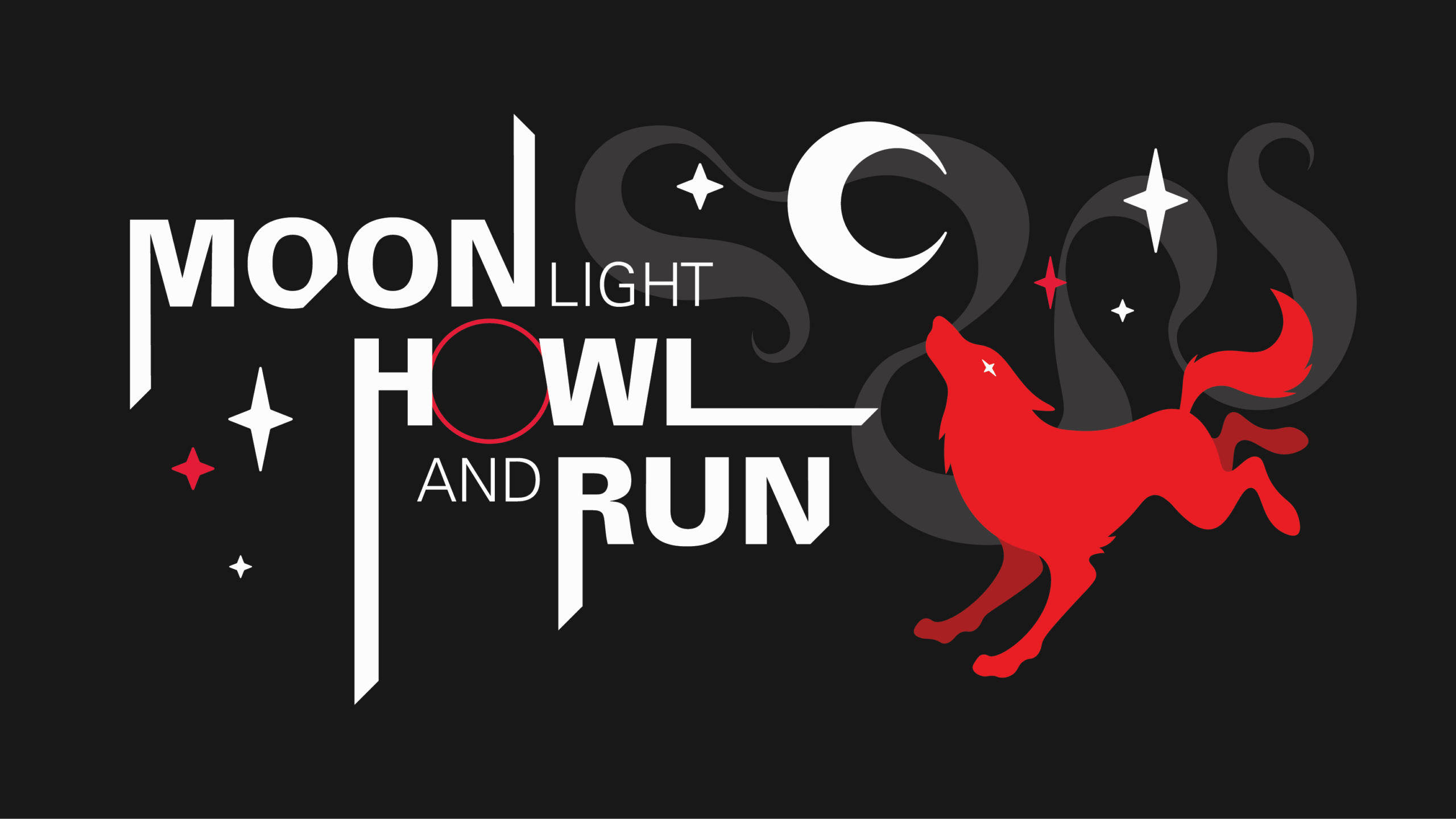 Moonlight Howl and Run logo with a red wolf illustration and moon