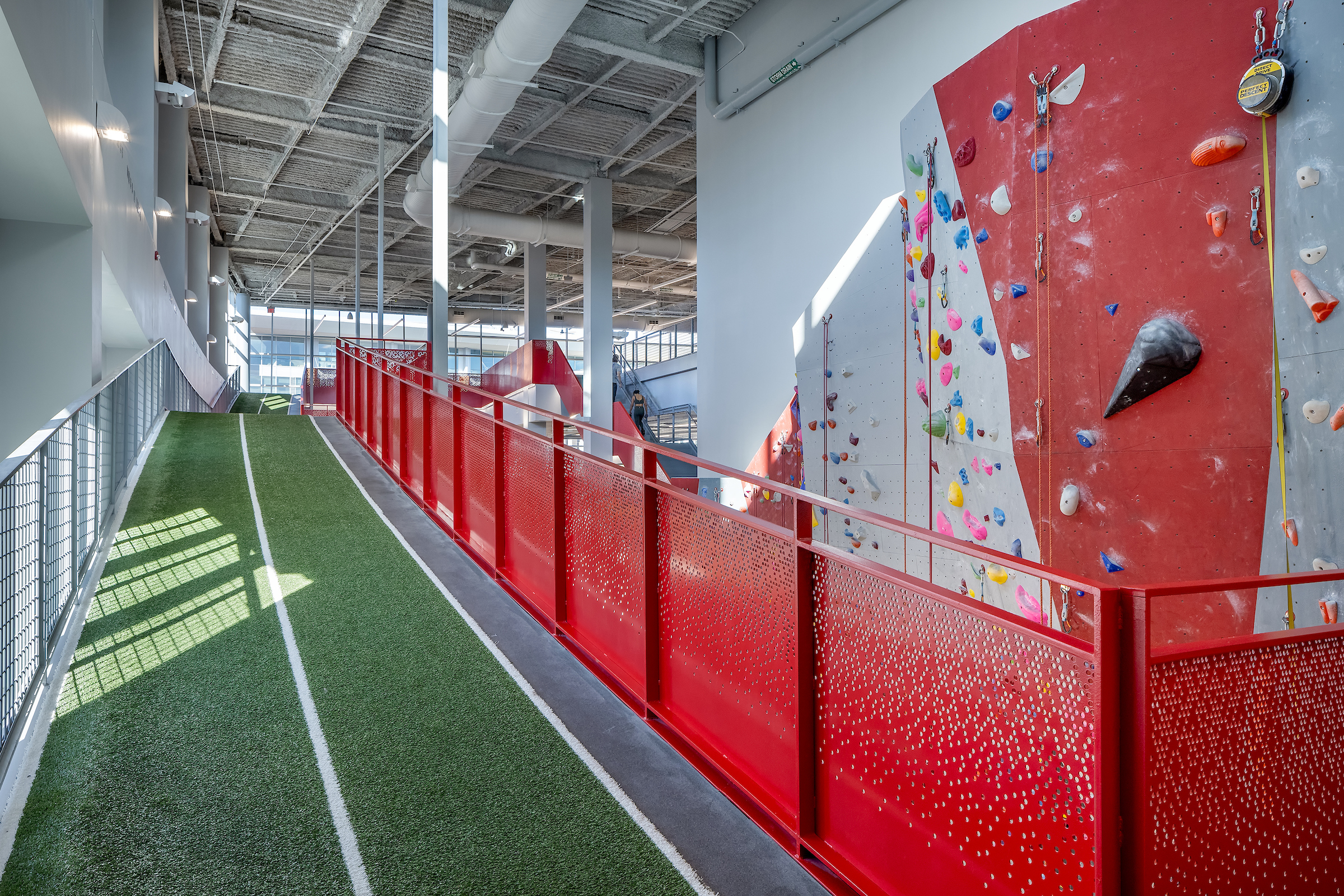 Carmichael Gym climbing wall and track