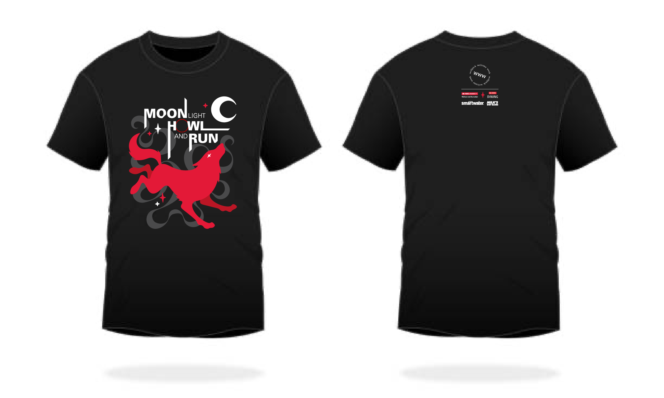 Black Howl and Run T-shirt with wolf illustration